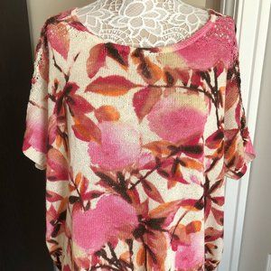 NWT CHICO'S PRINTED SHORT SLEEVE KNITED TOP SIZE 3